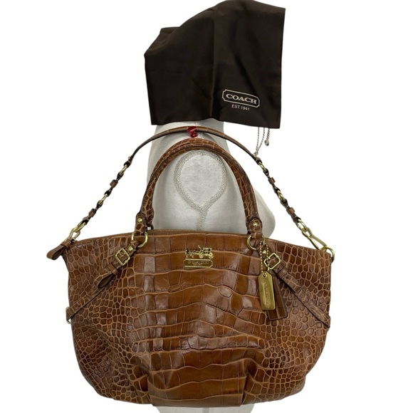 Coach Exotic Madison Satchel Purse Brown - Picture 4 of 16